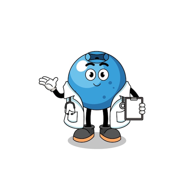 Cartoon mascot of blueberry doctor