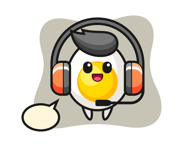 Cartoon mascot of boiled egg as a customer service