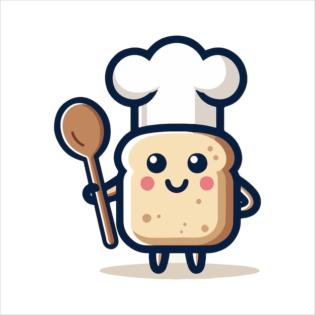 cartoon mascot of bread as a chef