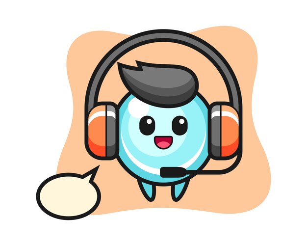 Cartoon mascot of bubble as a customer service, cute style design