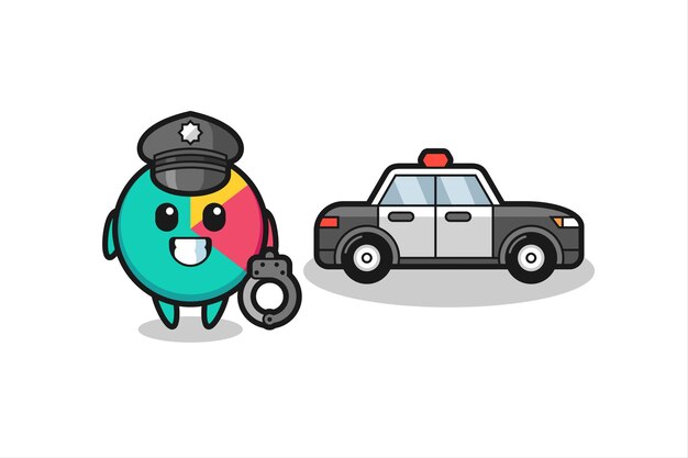 Cartoon mascot of chart as a police , cute style design for t shirt, sticker, logo element