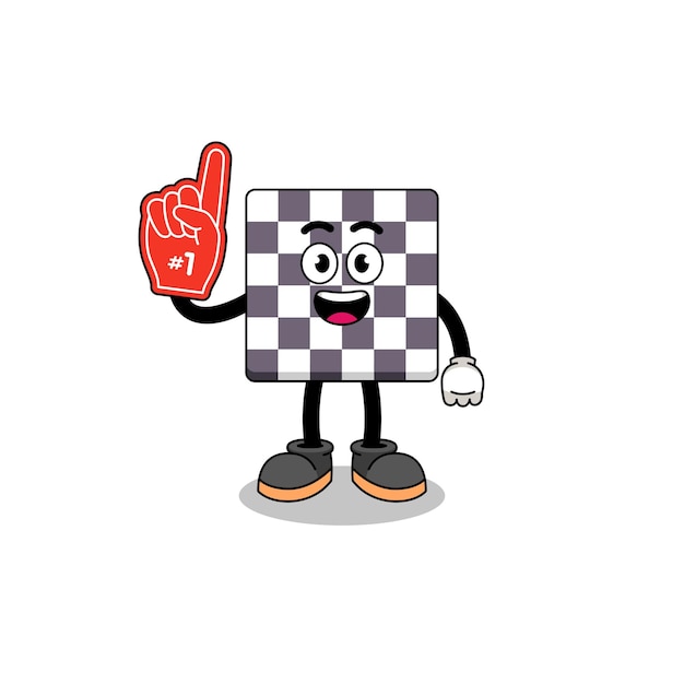 Cartoon mascot of chessboard number 1 fans character design