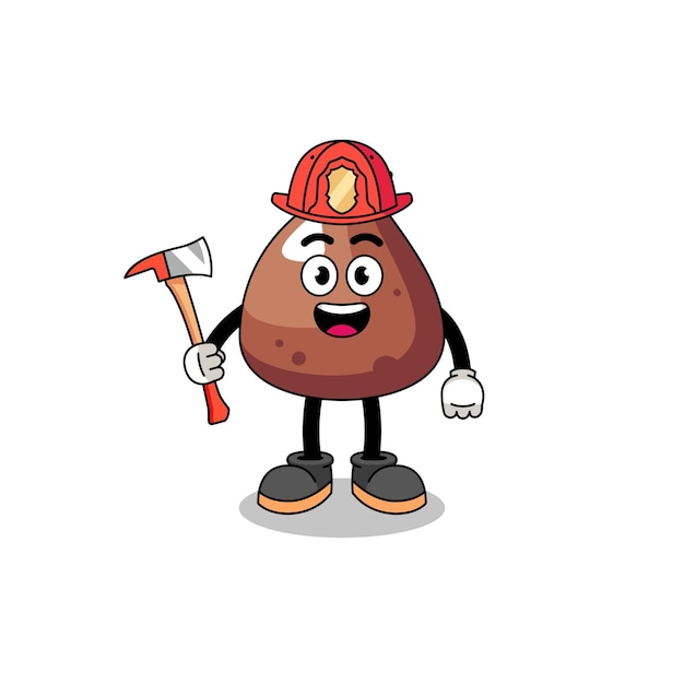 Cartoon mascot of choco chip firefighter