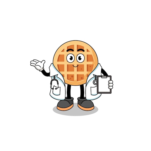 Cartoon mascot of circle waffle doctor