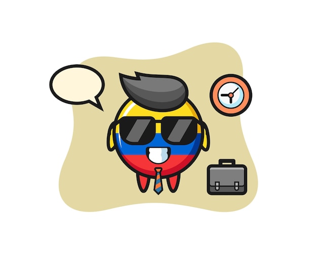 Cartoon mascot of colombia flag badge as a businessman