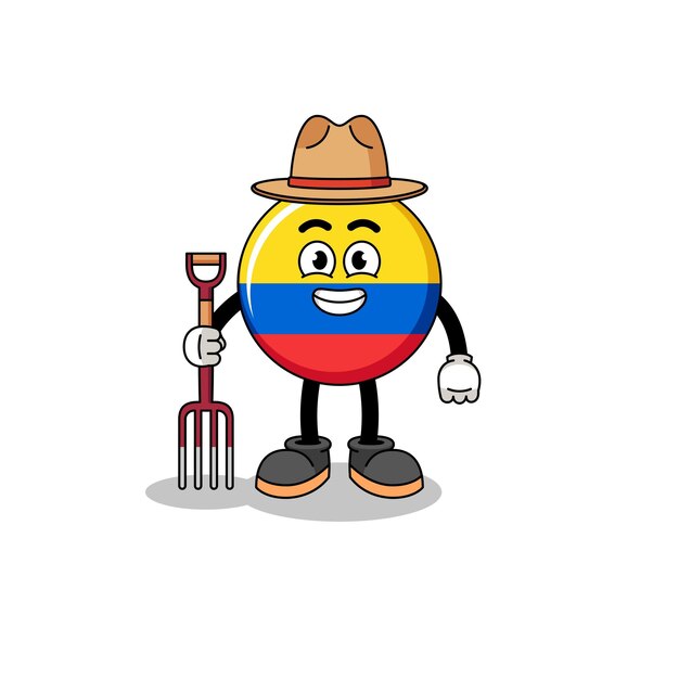 Vector cartoon mascot of colombia flag farmer