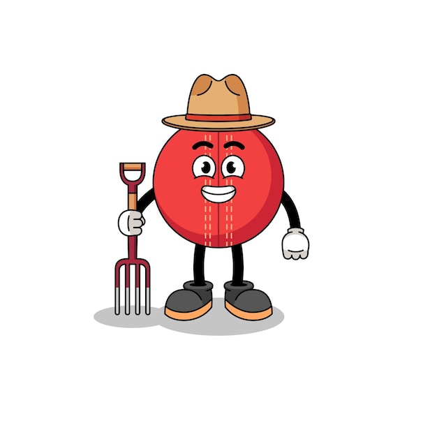 Cartoon mascot of cricket ball farmer character design