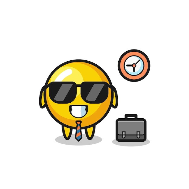 Vector cartoon mascot of egg yolk as a businessman