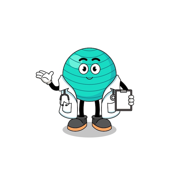 Cartoon mascot of exercise ball doctor character design