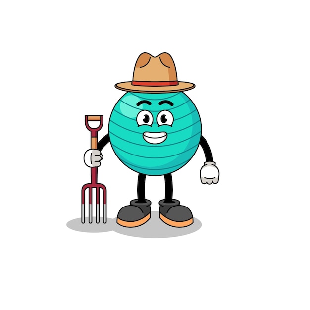 Cartoon mascot of exercise ball farmer character design