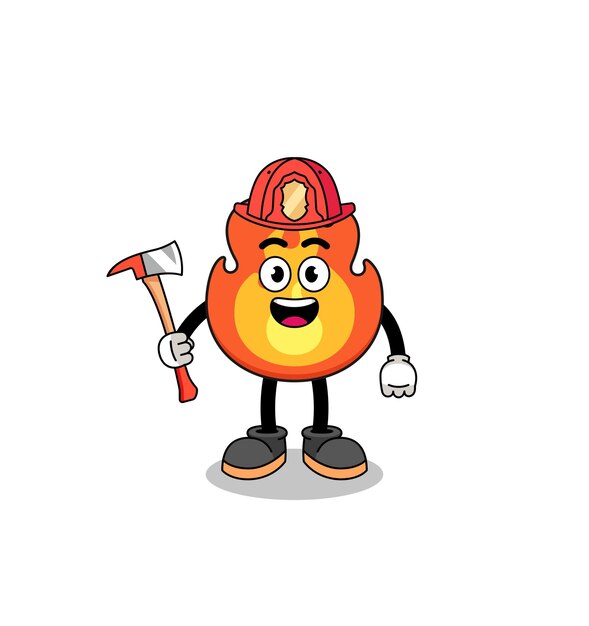 Cartoon mascot of fire firefighter