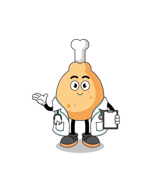 Vector cartoon mascot of fried chicken doctor