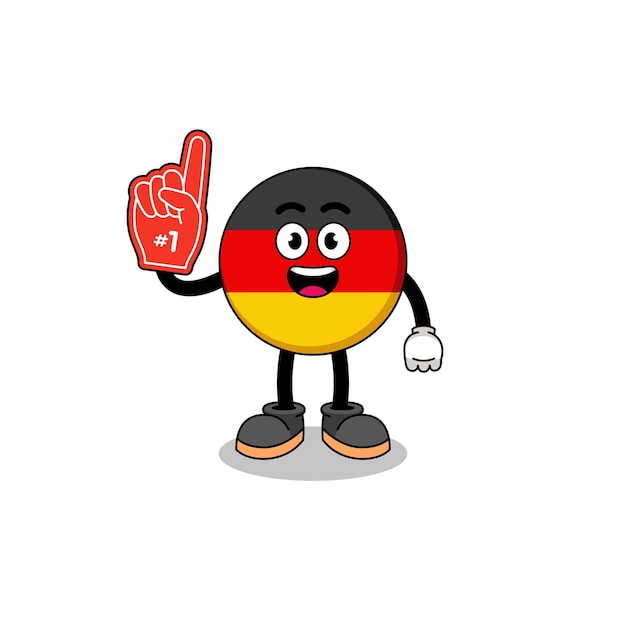 Cartoon mascot of germany flag number 1 fans character design
