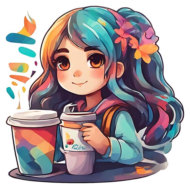 Cartoon Mascot Girl coffee logo