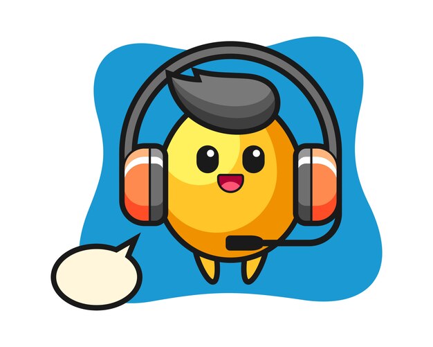 Vector cartoon mascot of golden egg as a customer service, cute style design