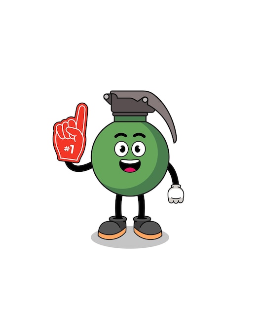 Cartoon mascot of grenade number 1 fans