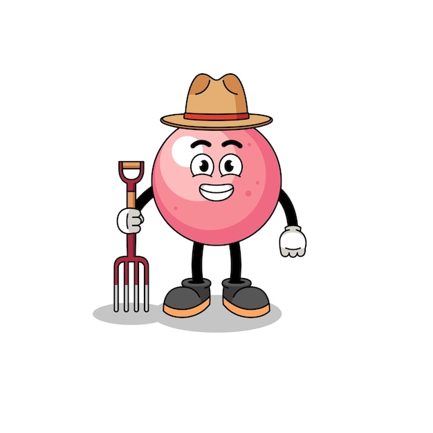 Cartoon mascot of gum ball farmer