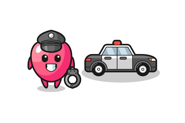 Cartoon mascot of heart symbol as a police , cute style design for t shirt, sticker, logo element