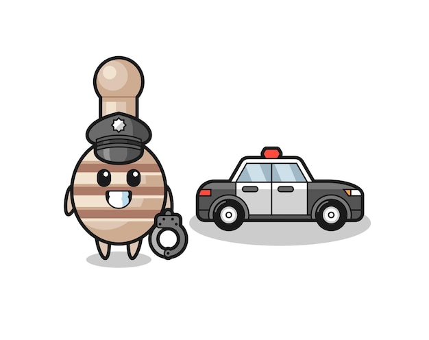 Cartoon mascotte di miele mestolo come una polizia, design carino