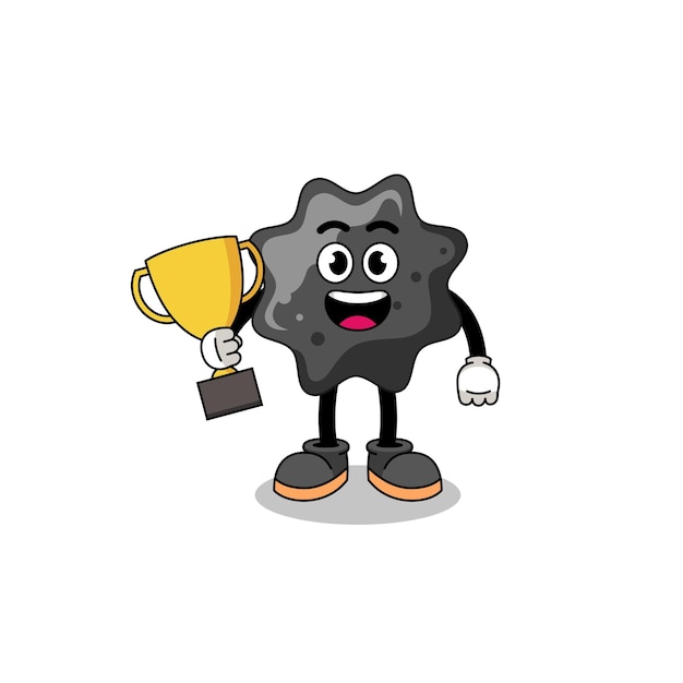 Cartoon mascot of ink holding a trophy