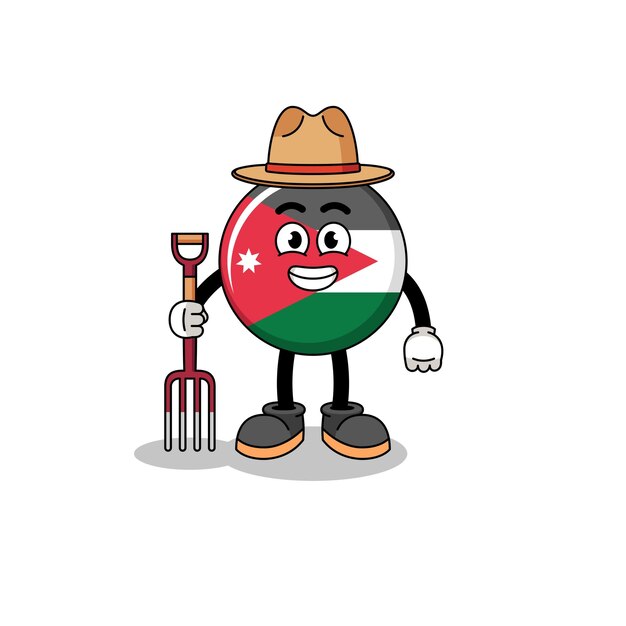 Cartoon mascot of jordan flag farmer