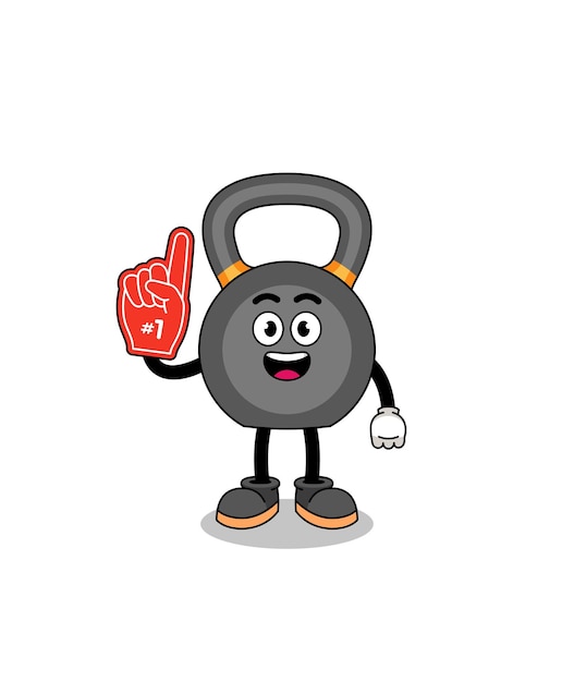 Vector cartoon mascot of kettlebell number 1 fans