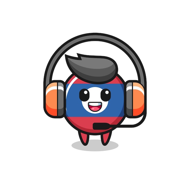 Cartoon mascot of laos flag badge as a customer service , cute design