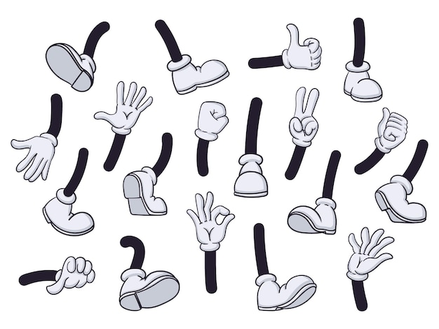 Вектор Мультяшный талисман ноги и руки персонаж комиксов каракули объекты векторные символы иллюстрации