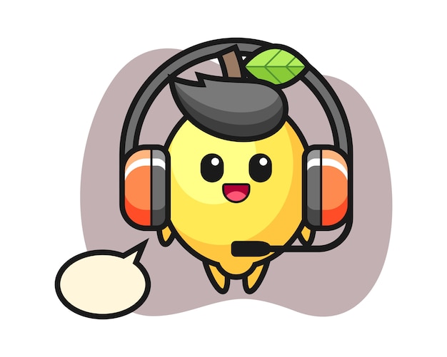 Cartoon mascot of lemon as a customer service