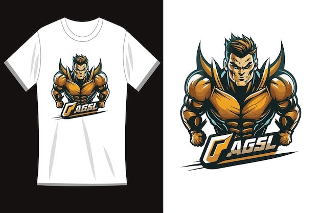 Cartoon mascot logo design illustrations on t shirt template