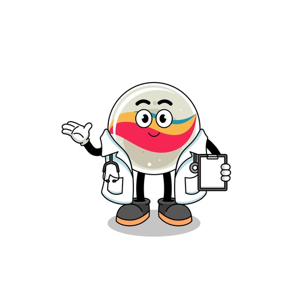 Cartoon mascot of marble toy doctor