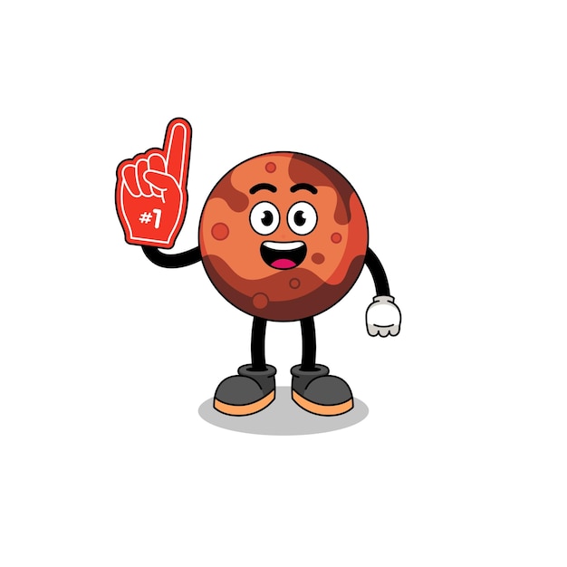 Cartoon mascot of mars planet number 1 fans