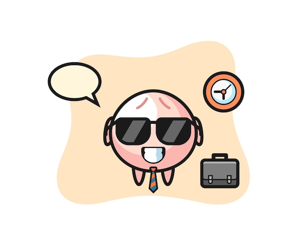 Cartoon mascot of meat bun as a businessman, cute style design for t shirt, sticker, logo element