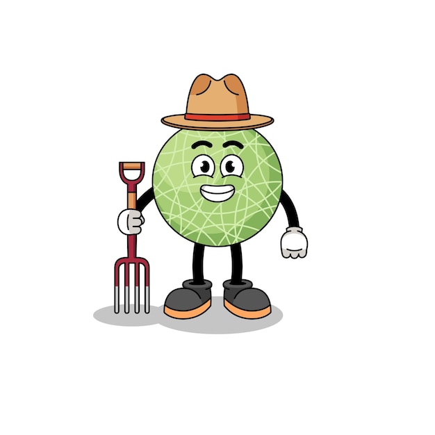 Cartoon mascot of melon fruit farmer