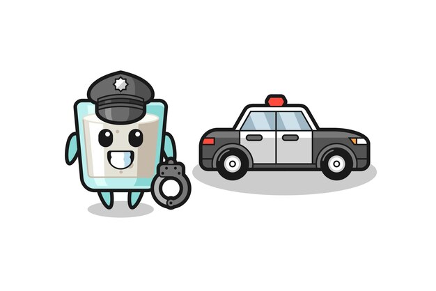 Cartoon mascot of milk as a police , cute style design for t shirt, sticker, logo element