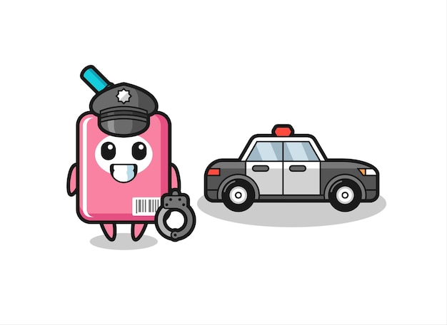 Cartoon mascot of milk box as a police , cute style design for t shirt, sticker, logo element