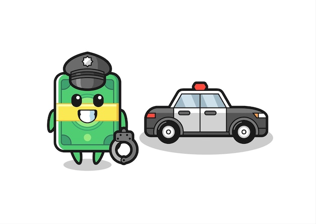 Cartoon mascot of money as a police  cute style design for t shirt sticker logo element