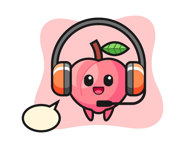 Vector cartoon mascot of peach as a customer service, cute style design for t shirt