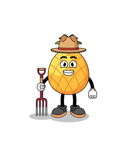 Cartoon mascot of pineapple farmer