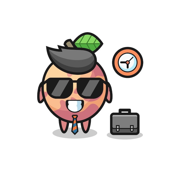 Cartoon mascot of pluot fruit as a businessman  cute style design for t shirt sticker logo element