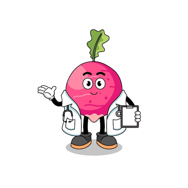 Cartoon mascot of radish doctor