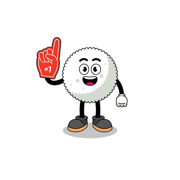 Cartoon mascot of rice ball number 1 fans