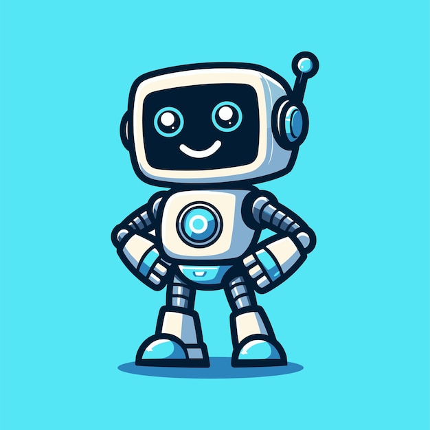 カートゥーン マスコット ロボット キャラクター フューチャリスト テクノロジー イラスト 孤立した白い背景