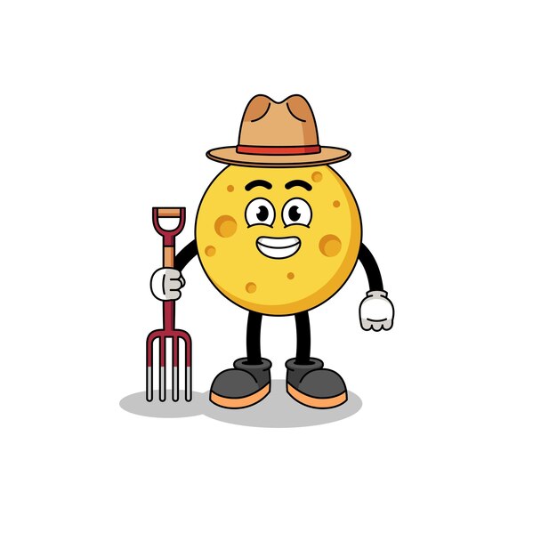 Cartoon mascot of round cheese farmer