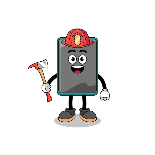 Cartoon mascot of smartphone firefighter