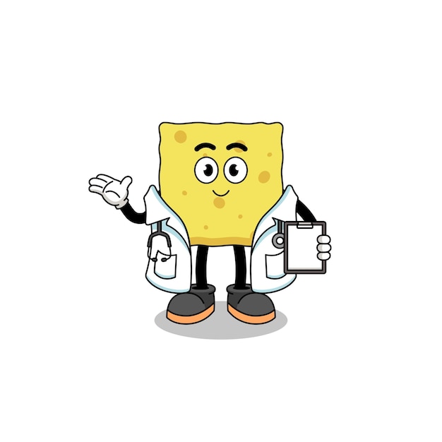 Cartoon mascot of sponge doctor character design