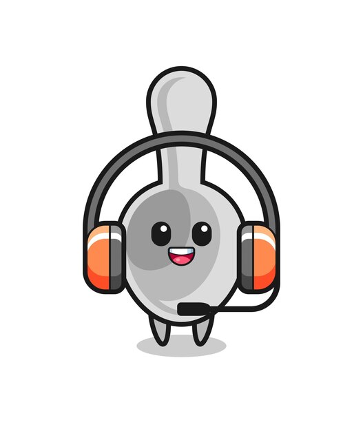 Vector cartoon mascot of spoon as a customer service