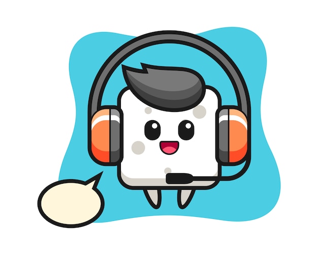 Cartoon mascot of sugar cube as a customer service, cute style  for t shirt, sticker, logo element