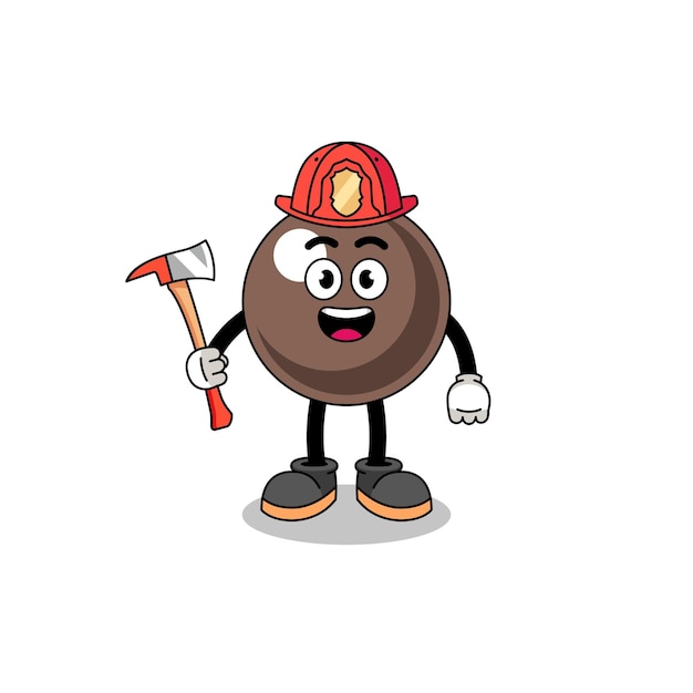 Cartoon mascot of tapioca pearl firefighter character design