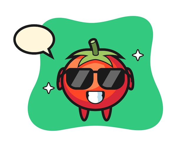 Cartoon mascot of tomatoes with cool gesture, cute style design for t shirt, sticker, logo element